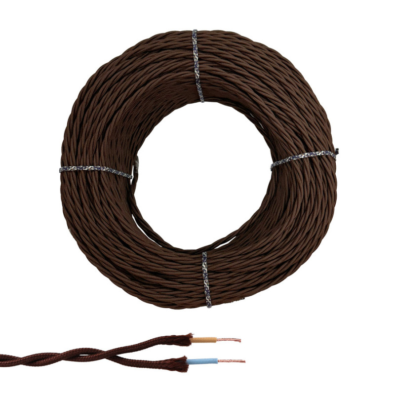 Cable paralelo textil trenzado h05v-k 2 x 1,00 mm² marrón euro/m Cable paralelo textil trenzado h05v-k 2 x 1,00 mm² marrón euro/m