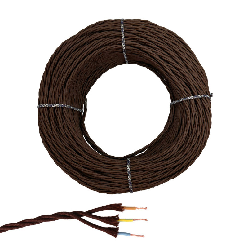 Cable paralelo textil trenzado h05v-k 3 g 1,00 mm² marrón euro/m Cable paralelo textil trenzado h05v-k 3 g 1,00 mm² marrón euro/m