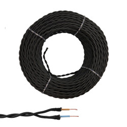 Cable paralelo textil trenzado h05vv-f 2 x 1,50 mm² negro euro/m