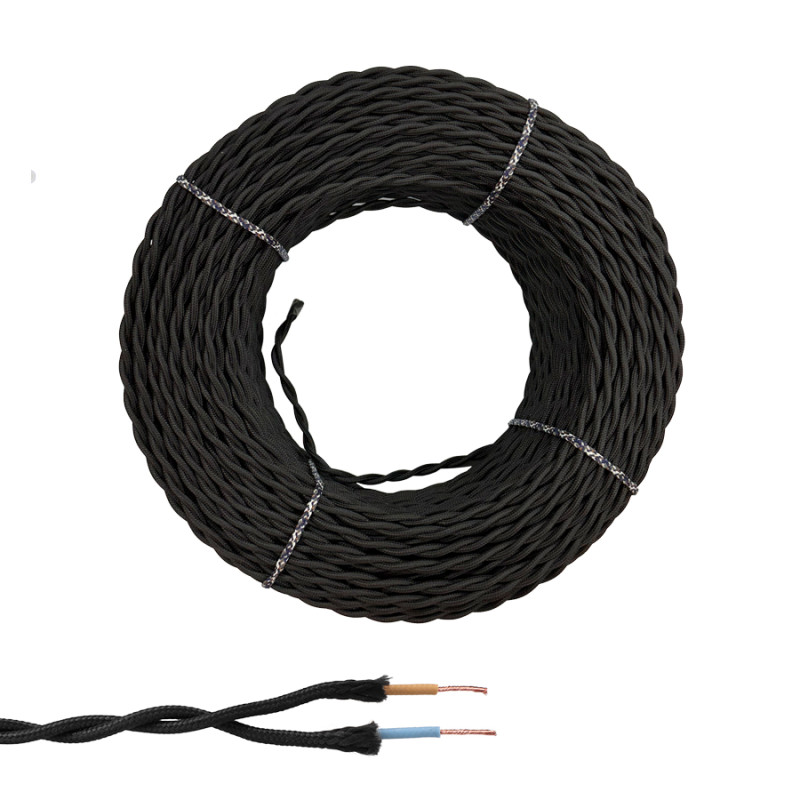 Cable paralelo textil trenzado h05vv-f 2 x 1,50 mm² negro euro/m Cable paralelo textil trenzado h05vv-f 2 x 1,50 mm² negro euro/m