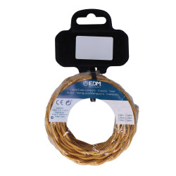 Carrete cable textil trenzado h03vv-f 2 x 0,75 mm² oro, 25 m