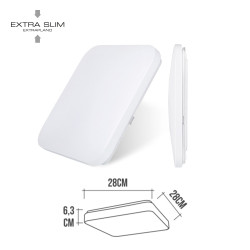 Aplique led cuadrado extraplano de superficie 12 w 6500 k 1160 lm 28 x 28 x 6,3 cm
