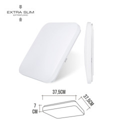 Aplique led cuadrado extraplano de superficie 24 w 4000 k 2490 lm 37,5 x 37,5 x 7,1 cm
