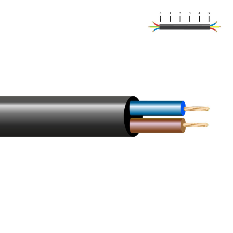 Manguera tubular vv-k06/1kv 2 x 2,50 mm², negra euro/m Manguera tubular vv-k06/1kv 2 x 2,50 mm², negra euro/m