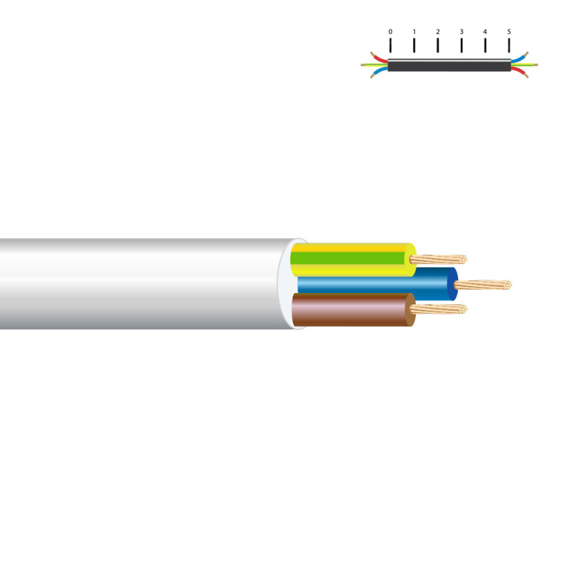 Manguera tubular vv-k06/1kv 3 g 2,50 mm², blanca euro/m Manguera tubular vv-k06/1kv 3 g 2,50 mm², blanca euro/m