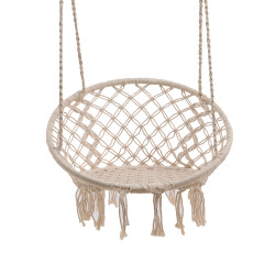 Columpio bali de algodon con flecos ø 82 x 123 cm, color crema