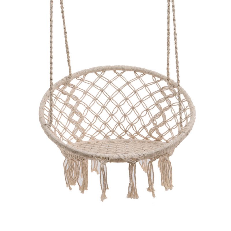 Columpio bali de algodon con flecos ø 82 x 123 cm, color crema Columpio bali de algodon con flecos ø 82 x 123 cm, color crema