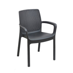 Silla regina color antracita, apilable, imitacion rattan