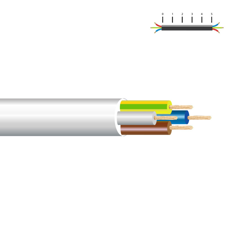 Manguera tubular vv-k06/1kv 4 g 1,50 mm², blanca euro/m Manguera tubular vv-k06/1kv 4 g 1,50 mm², blanca euro/m