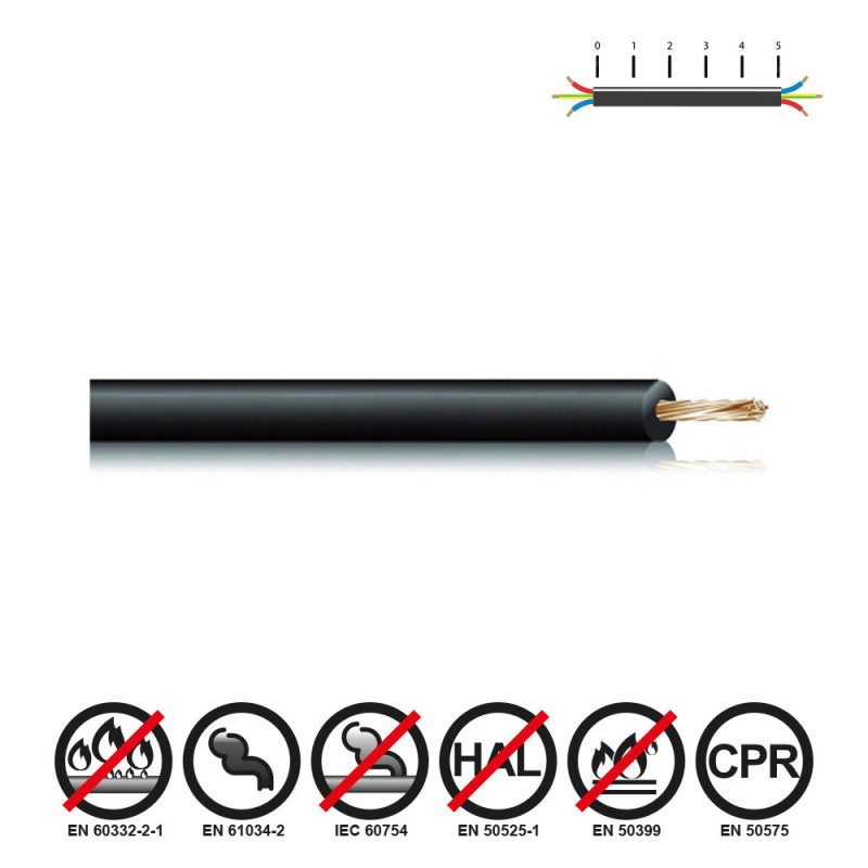 Cablecillo h07z1-k 6,00 mm² negro euro/m Cablecillo h07z1-k 6,00 mm² negro euro/m